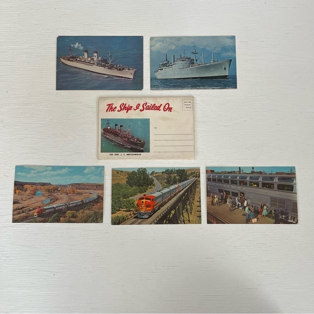 Ships & Trains Vintage Postcards